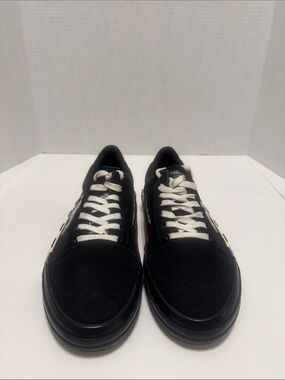 Off-White Black Canvas Sneakers with Cream Laces